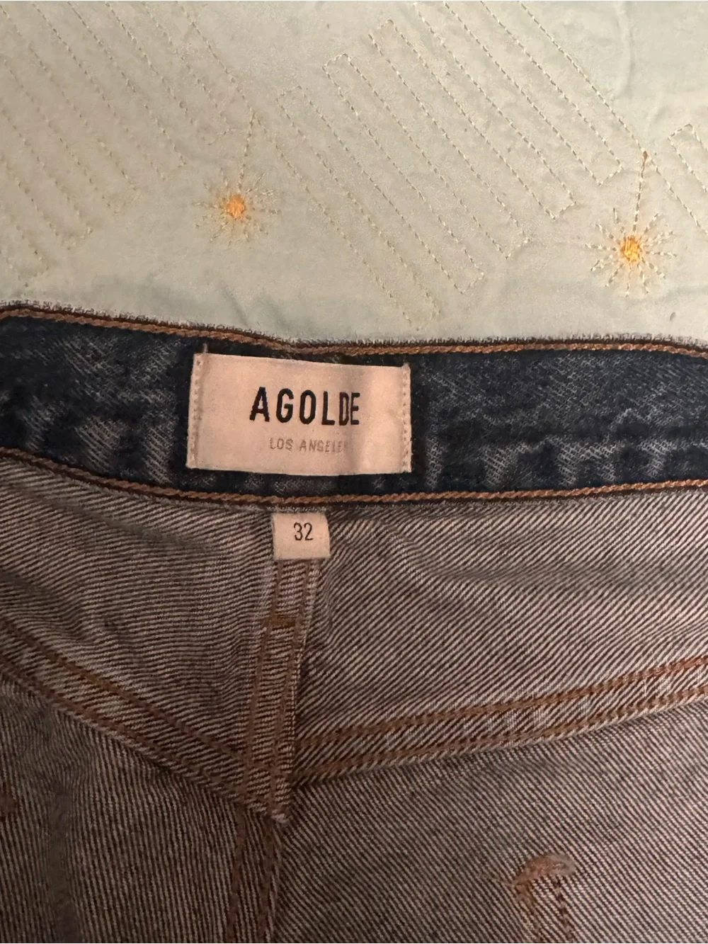 Agolde High-Rise Dark Blue Vintage Wash Barrel Jeans